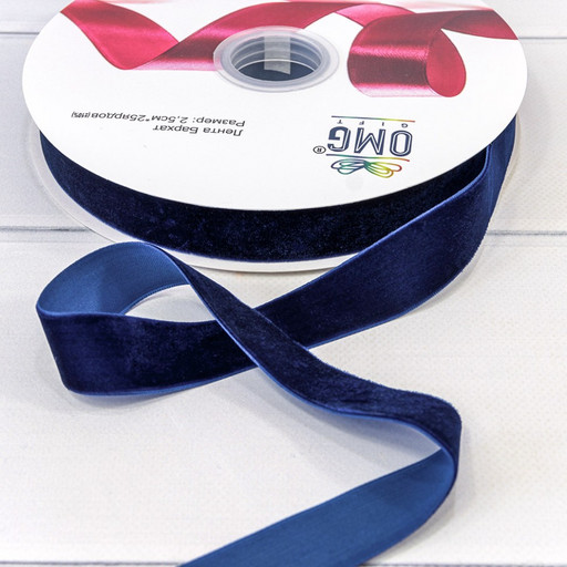 592-25/47 Лента Бархат 2,5см*25ярд Синий 1/13 1/52 592-25/47 Лента Бархат 2,5см*25ярд Синий 1/13 1/52