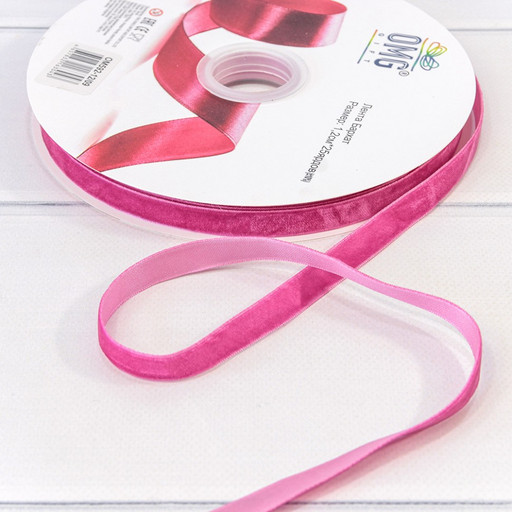 592-12/09 Лента Бархат 1,2см*25ярд Малиново-розовый 1/16 1/64 592-12/09 Лента Бархат 1,2см*25ярд Малиново-розовый 1/16 1/64