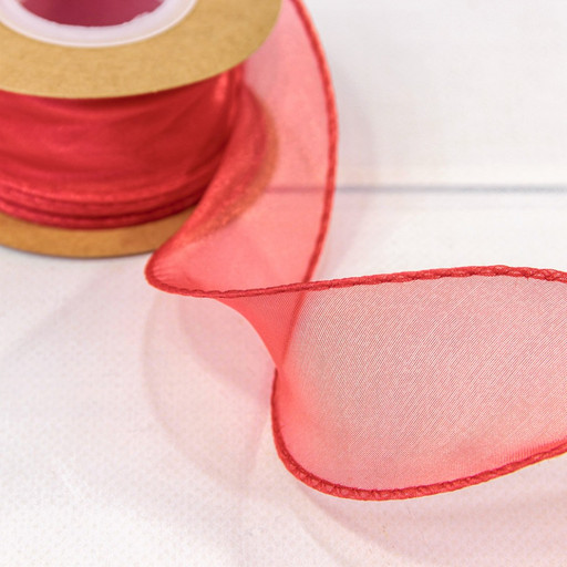 594-40/2 Лента Органза с леской 4см*10ярд Красный 1/5 1/200