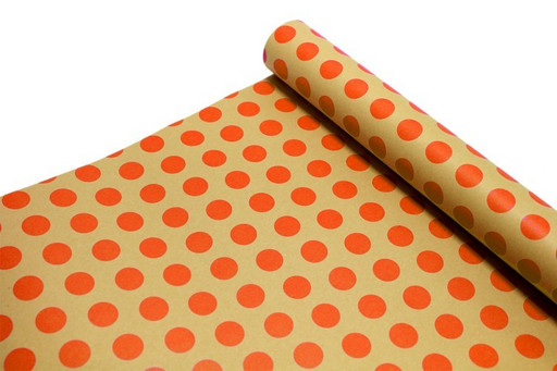 0001063-16 Крафт-бумага 0,68*1 м "Горох оранжевый" (10 листов)