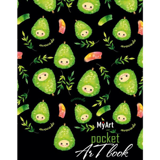 Блокнот на склейке А6, 80 л., нелинованный, MyArt Pocket ArtBook. Авокадо, выбороч. лак, с/углы
