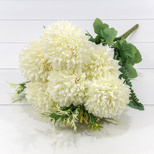 303-08-045/01 Искусственные цветы Хризантема 45 см 8 цветов Белый 1/1