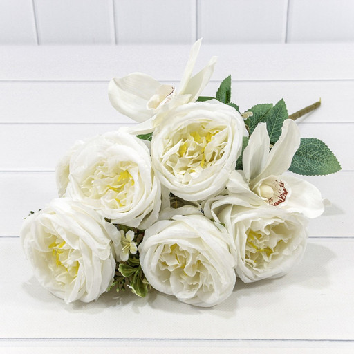 303-06-048/01 Искусственные цветы Роза пионовидная (6 Цветов) 48см Белый 1/1