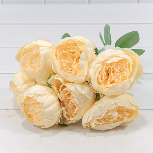 303-07-200/01 Искусственные цветы Пионы 7 цветов Кремовый 40 см 1/1