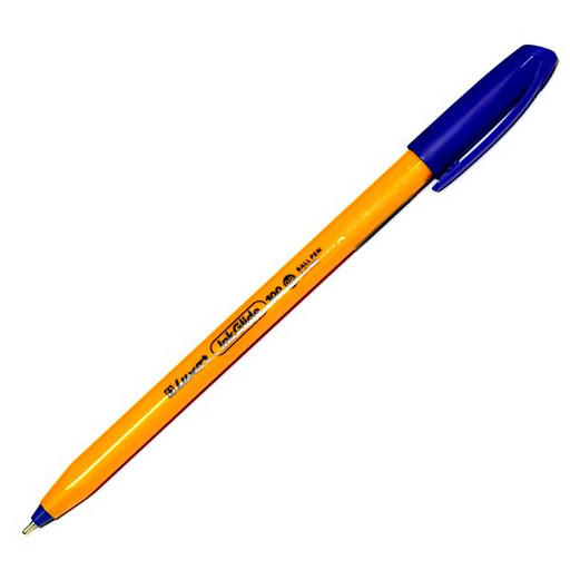 Ручка шариковая 0,7 мм синяя Luxor InkGlide 100 Icy, трехгранный оранжевый корпус