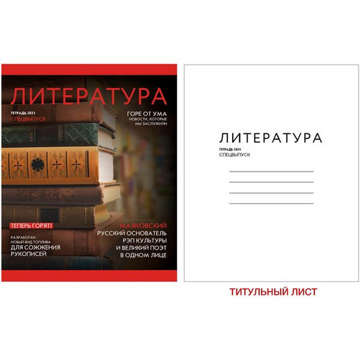 Тетрадь предметная 48 л., линия, 60 г/м?, лам. глянцевая, Listoff Journal_Литература
