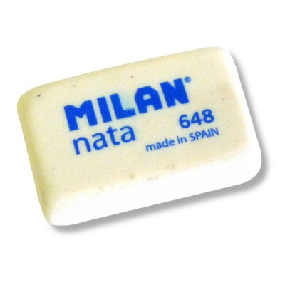Ластик MILAN Nata 648, 31*19*9 мм, полимер, мягкий, прямоугольный, белый