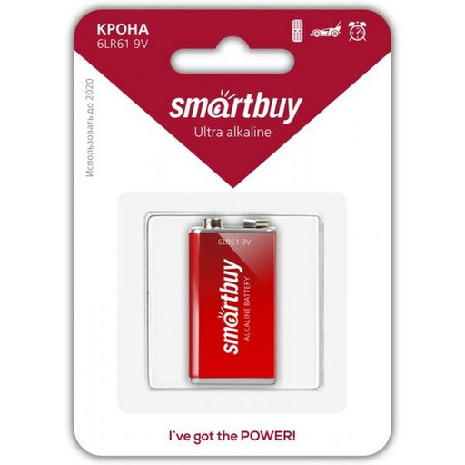 Батарейка 6LR61/крона, 9.0 V, Smartbuy Ultra Alkaline