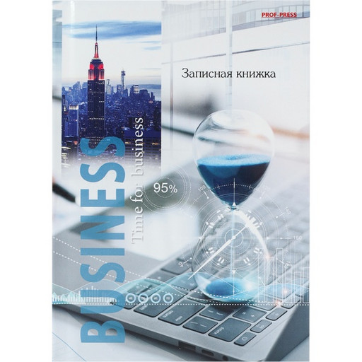 Блокнот в твердом переплете А6, 96 л., 60 г/м2, клетка, глянц. лам., Prof-Press Время для бизнеса