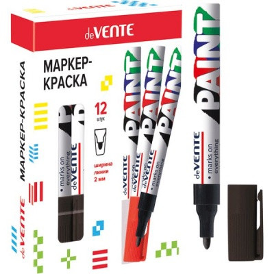 Маркер-краска deVENTE, черный, нитрооснова, пулевидный н-к, 2.8 мм, алюм. корпус