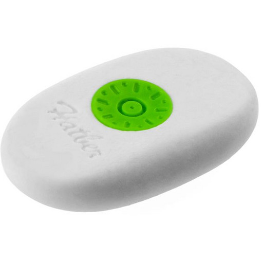 Ластик Hatber ECO, TPR (Dust free), овальный, 40*25*9 мм, пласт. держатель, белый