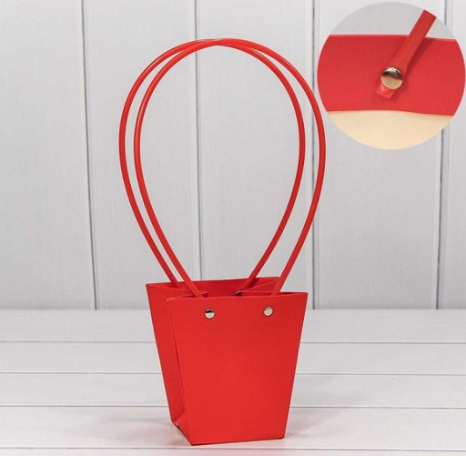 000171H/1 Пакет подарочный "Ваза для цветов" 12,5*12*8 Красный 1/10 1/200