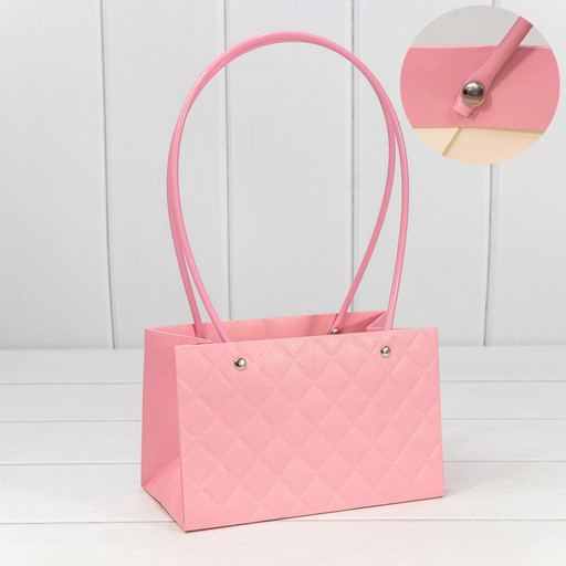 000174GA/26 Пакет подарочный "Ваза для цветов" 19*12*10,5 "Ромбы" Тёмно-розовый 1/10 1/150