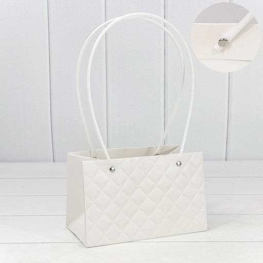 000174GA/7 Пакет подарочный "Ваза для цветов" 19*12*10,5 "Ромбы" Белый 1/10 1/150