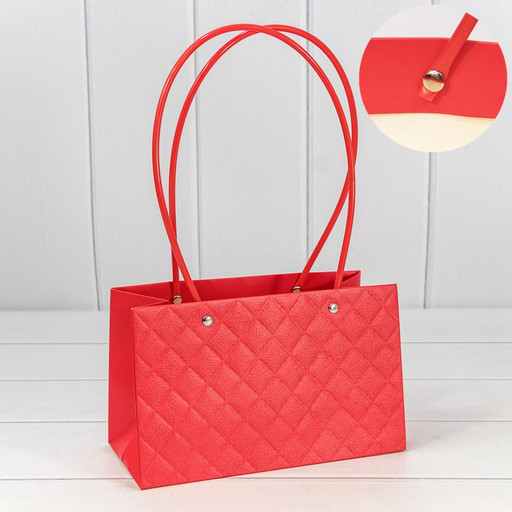 000174EA/1 Пакет подарочный "Ваза для цветов" 22*13,5*10,5 "Ромбы" Красный 1/10 1/120