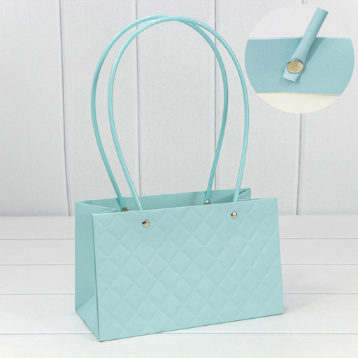 000174EA/14 Пакет подарочный "Ваза для цветов" 22*13,5*10,5 "Ромбы" Голубой 1/10 1/120