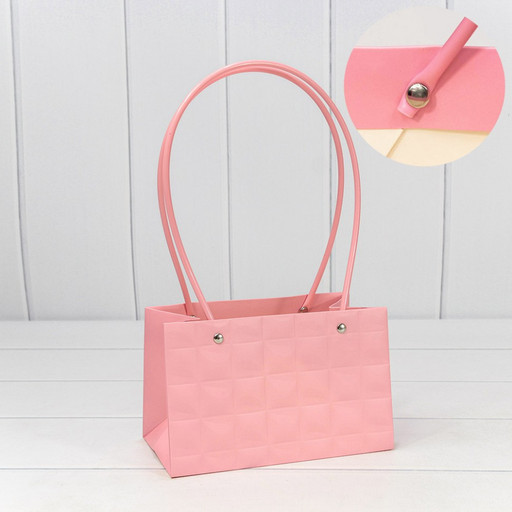 000168GA/26 Пакет подарочный "Ваза для цветов" 19*12*10,5 "Квадраты" Тёмно-розовый 1/10 1/150