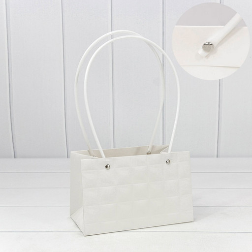 000168GA/7 Пакет подарочный "Ваза для цветов" 19*12*10,5 "Квадраты" Белый 1/10 1/150