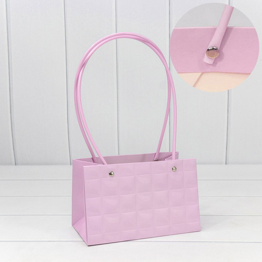 000168GA/530 Пакет подарочный "Ваза для цветов" 19*12*10,5 "Квадраты" Светло-сиреневый 1/10 1/150