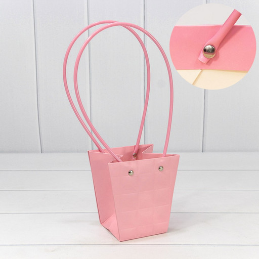 000168H/26 Пакет подарочный "Ваза для цветов" 12,5*12*8 "Квадраты" Тёмно-розовый 1/10 1/200