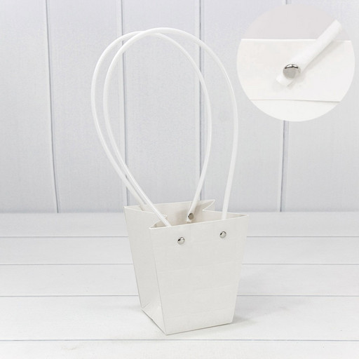 000168H/7 Пакет подарочный "Ваза для цветов" 12,5*12*8 "Квадраты" Белый 1/10 1/200