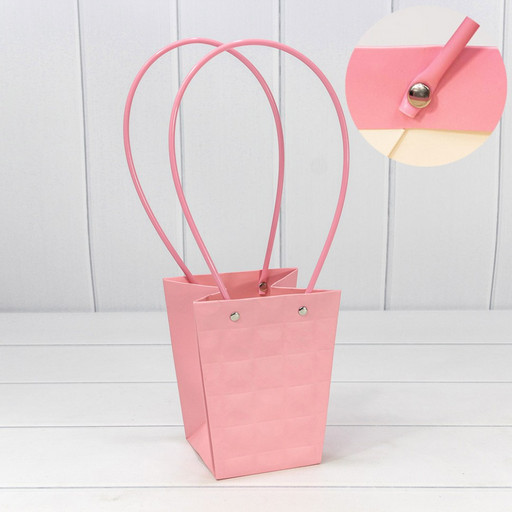 000168G/26 Пакет подарочный "Ваза для цветов" 15,5*13*9,5 "Квадраты" Тёмно-розовый 1/10 1/150