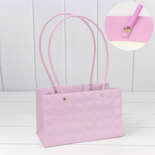 000168EA/530 Пакет подарочный "Ваза для цветов" 22*13,5*10,5 "Квадраты" Светло-сиреневый 1/10 1/120