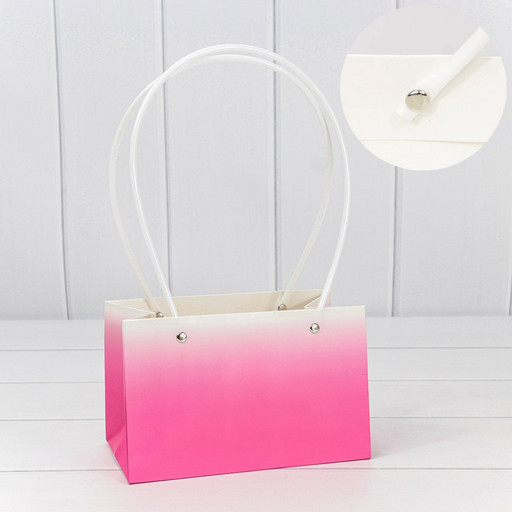 000184GA/1 Пакет подарочный "Ваза для цветов" 19*12*10,5 "Градиент" Розовый 1/10 1/150