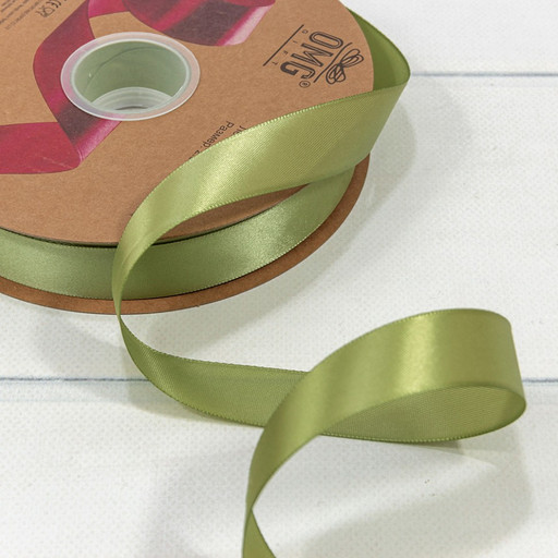 556-25/563 Лента Атласная Полиэстер класс А 2,5см*100ярд Оливковый 1/8 1/32
