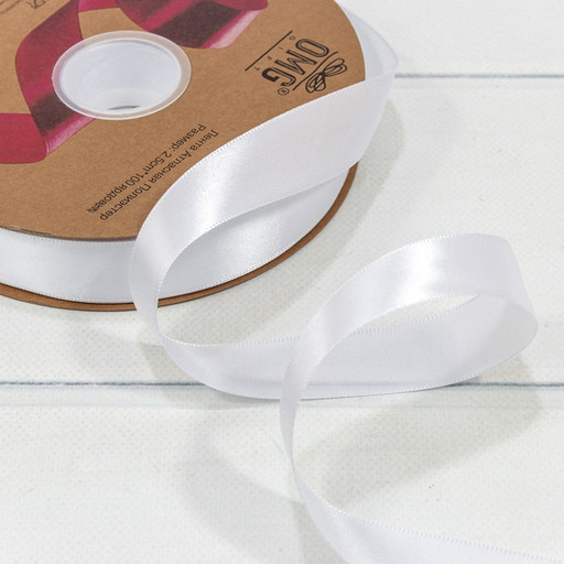 556-25/029  Лента Атласная Полиэстер класс А 2,5см*100ярд Белый 1/8 1/32