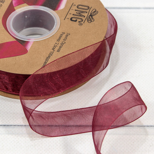 559-25/1048 Лента Органза 2,5см*100ярд Бордовый 1/13 1/52