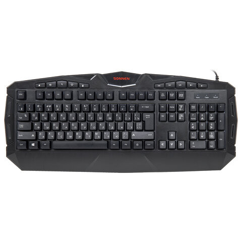 Клавиатура проводная SONNEN Q9M, USB, 104 клавиши + 10 мультимедийных, RGB, черная, 513511