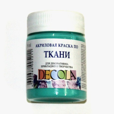 Краска по ткани DECOLA, мятная, акриловая, банка 50 мл