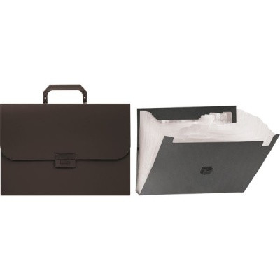 Папка-портфель А4, 13 отд., PP 700 мкм, замок-защелка, Attomex_черная