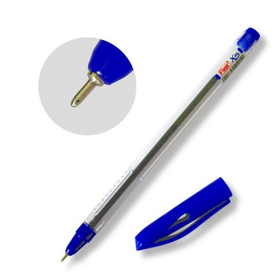 Ручка шариковая 0,7 мм синяя Flair X-5, игольч. ПУ, чернила на м/о, рифленый грип, прозрач. корпус