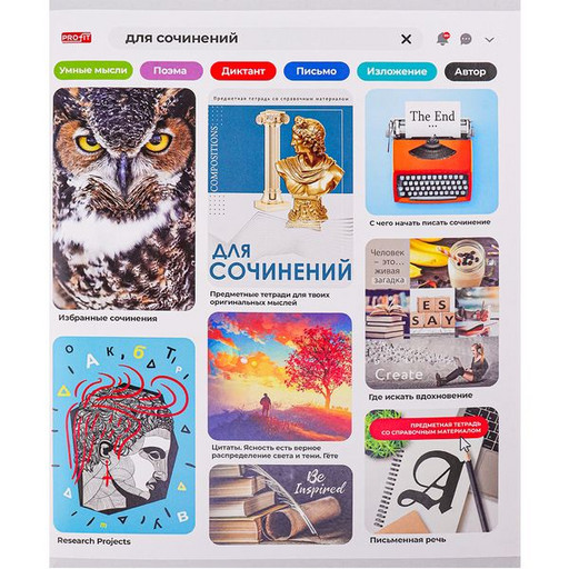 Тетрадь предметная 48 л., линия, Profit Личный профиль. Для сочинений