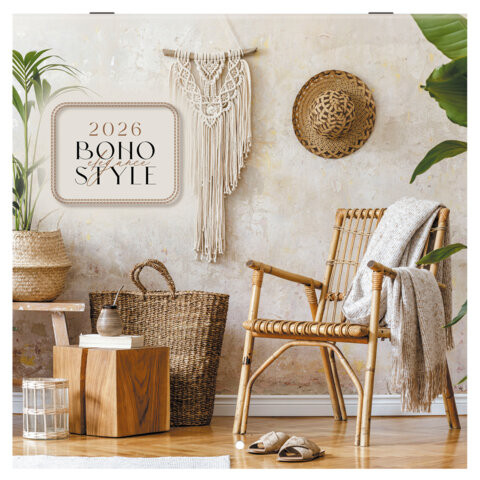 Календарь настенный перекидной 2026 г., BRAUBERG, 12 листов, 28,5х28,5 см, "Бохо", 116935