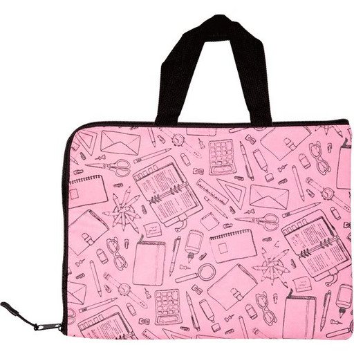 Папка ученическая с ручками А4, текстильная, на молниии, deVENTE School, 3 кармана, розовая