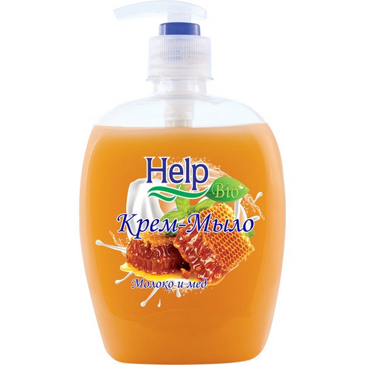 Мыло-крем жидкое HELP Молоко и мёд, с дозатором, 500 мл