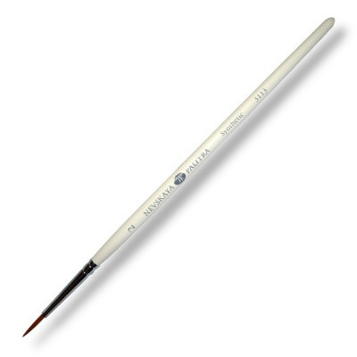 Кисть синтетика, №2, круглая, деревянная белая ручка, Невская Палитра