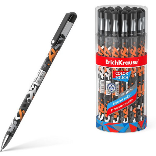 Ручка гелевая 0,38 мм синяя ErichKrause ColorTouch. Walkers, матовый корпус, яркий принт