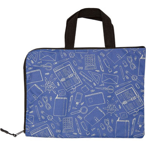 Папка ученическая с ручками А4, текстильная, на молниии, deVENTE School, 3 кармана, темно-синяя