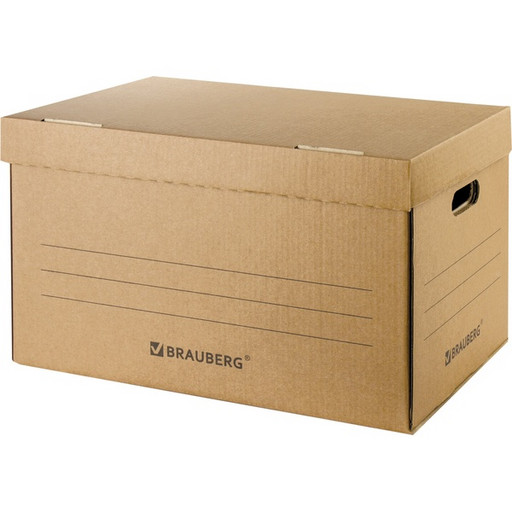 Короб архивный "Делопроизводство" c откидной крышкой, 480*325*295 мм, гофрокартон Т24, 30 кг, бурый, BRAUBERG