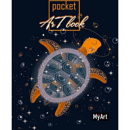 Блокнот на склейке А6, 80 л., нелинованный, MyArt Pocket ArtBook. Черепашка, выбороч. лак, с/углы