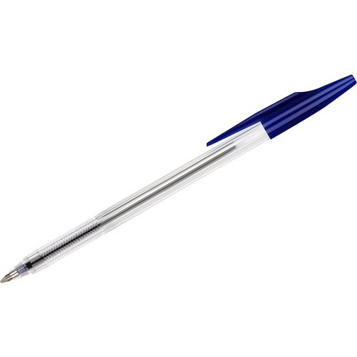 Ручка шариковая 0,7 мм синяя СТАММ 333, масляная основа, оранжевый корпус, уп. стакан
