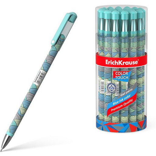 Ручка гелевая 0,38 мм синяя ErichKrause ColorTouch. Emerald Wave, матовый корпус, яркий принт