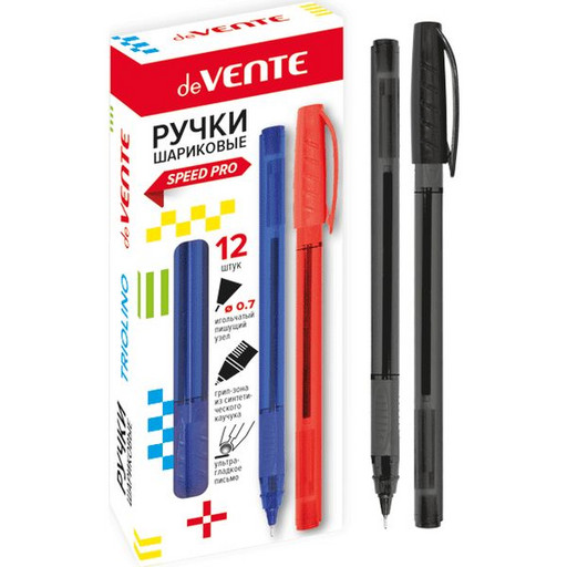 Ручка шариковая 0,7 мм черная deVENTE Triolino Translucent, игольчатый ПУ, Ultra Glide, трехгранная