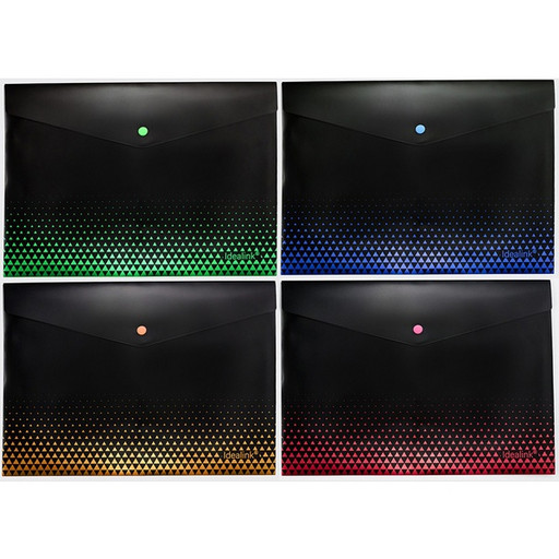 Папка-конверт на кнопке, А4, PP 160 мкм, непрозрачная, тисн. ф., MAYLOTT Perfect_4 дизайна