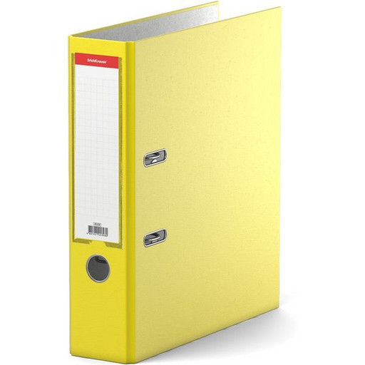 Папка–регистратор с арочным механизмом ErichKrause Neon, А4, 70 мм, т/карман, картон "лен", желтый