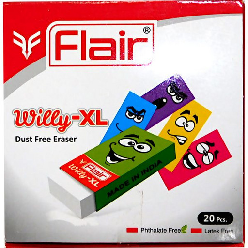 Ластик Flair Willy XL, 60*20*10 мм, в к/обертке, ПВХ, прямоугольный, белый